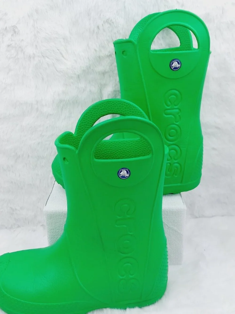 Crocs Boys' Grass Green Handle It Rubber Mid-Calf Outdoor Rain Boots Size J3